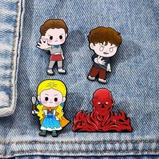 Set of 4 Stranger Things Metal Enamel Pin Badges Rucksack Backpack Bag Hat 