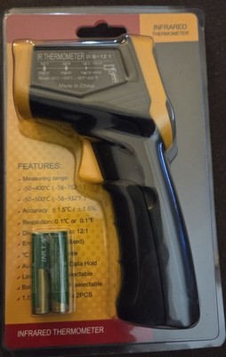 Non-Contact Infrared Thermometer w/Backlit LCD / Digital Laser Pyrometer