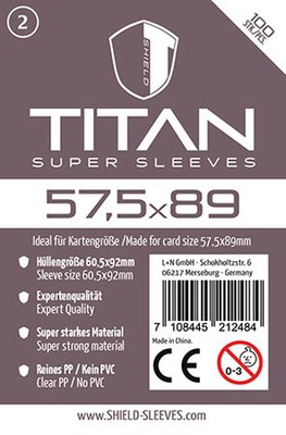 KartenhÃ¼llen Shield Titan - 100 Super Sleeves für Kartengröße 57,5 x 89 mm NEU