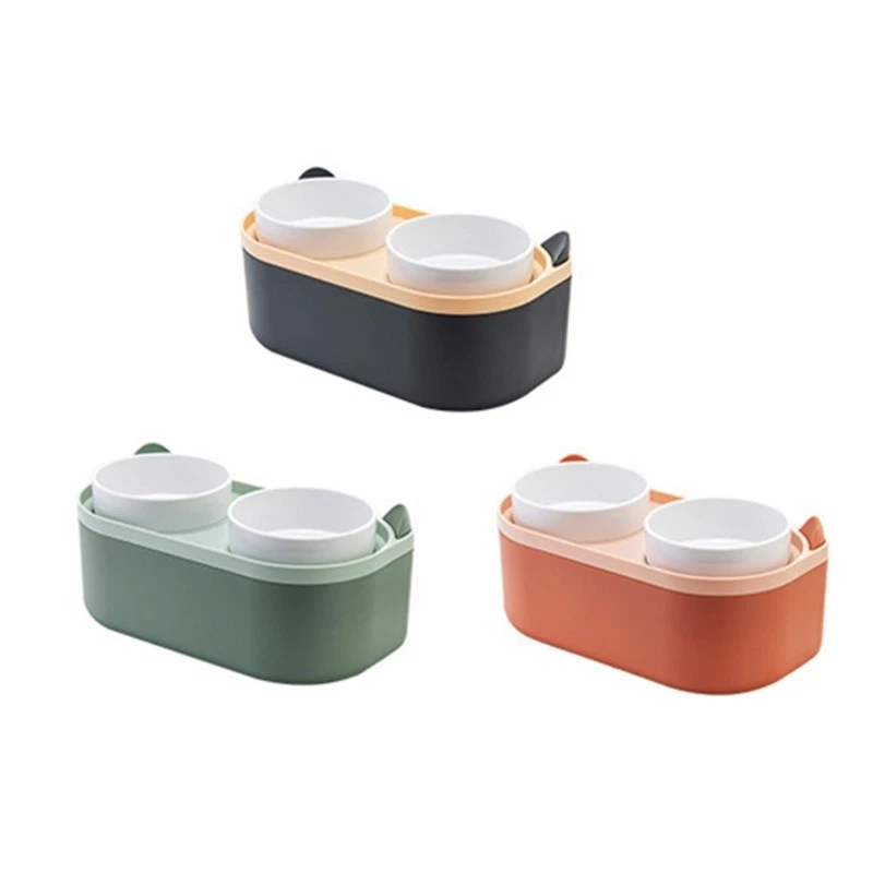 Double Bowl Pet Feeder Cats Dogs
