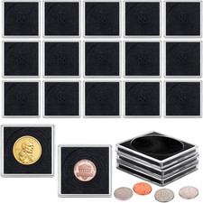 20 Pcs Adjustable Acrylic Coin Collection with Sponges, Coin Snap Holder, Silve