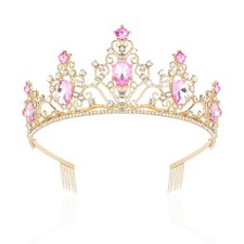 CAVETEE Pink Tiara and Crowns for Women Girls  Princess Tiara Rhinestone Crown...