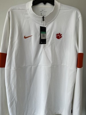 Clemson Tigers Nike Therma Fit Quarter Zip-Size Xl-White With Orange Detail