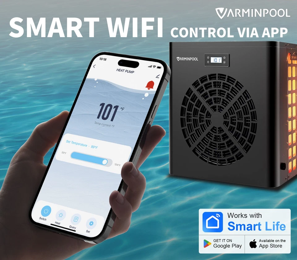 VARMINPOOL 16000BTU Above Ground Swimming Pool Water Heater Spa Hot Tub 110V - Image 3 of 4