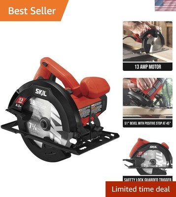 Lightweight 7-1/4'' Circular Saw with 51-Degree Bevel - Ideal for Home Workshops