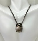 Art Deco Egyptian Revival Scarab Pendant Necklace Sterling Silver — photo 1
