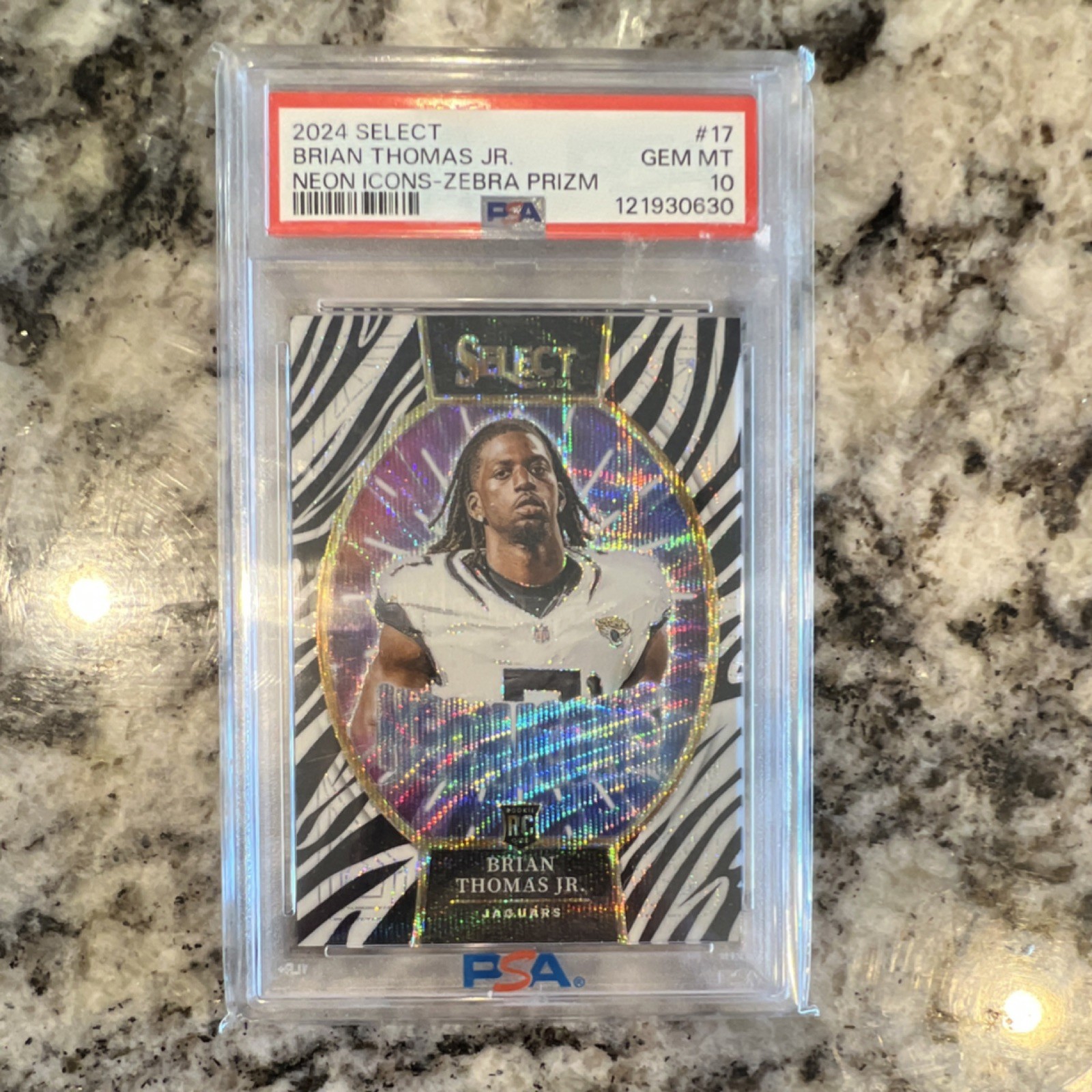 Brian Thomas Panini Select Neon Icons #17 Zebra Prizm