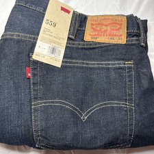 LEVI'S 559 Mens Size 42x30 RELAXED STRAIGHT FIT Jeans Dark Wash Brand New