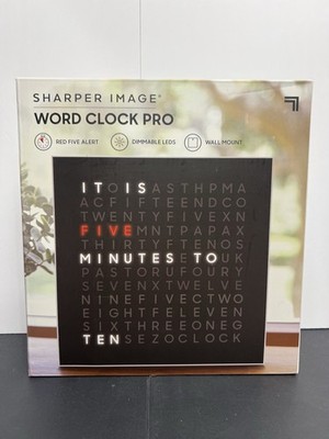 LED Word Clock Pro with Dimmable Light, 9.45'' Modern Design, & Red 5-Minute...