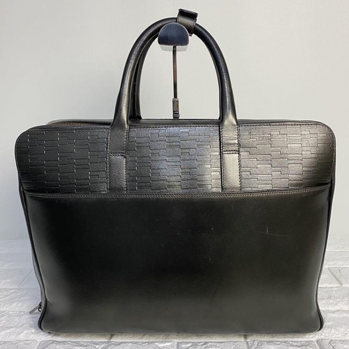 Montblanc Business Bag Briefcase All Leather Logo Dark Grey - Picture 3 of 13