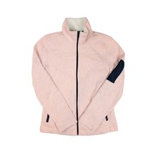 Nautica Pink Fleece Lined Full Black Zip Mock Neck Jacket Women's Size Small