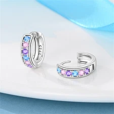 PANDACH 925 Sterling Silver Mini AAA CZ Hoop Earrings For Women Jewelry Gifts