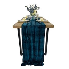 Luxurious Velvet Table Runner, 10ft Wedding Reception 20X120inch Peacock Blue