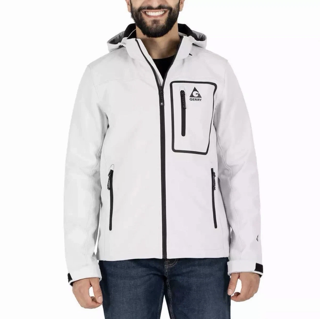 Gerry Men’s Softshell Jacket Wind & Water Resistant White Size L