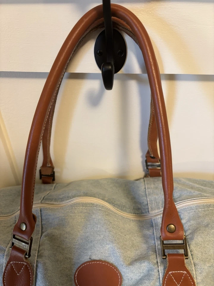 Bolso de Lona Denim Grande Vintage Años 90 Floral Viaje Fin de Semana Bolso Foto 3 de 4