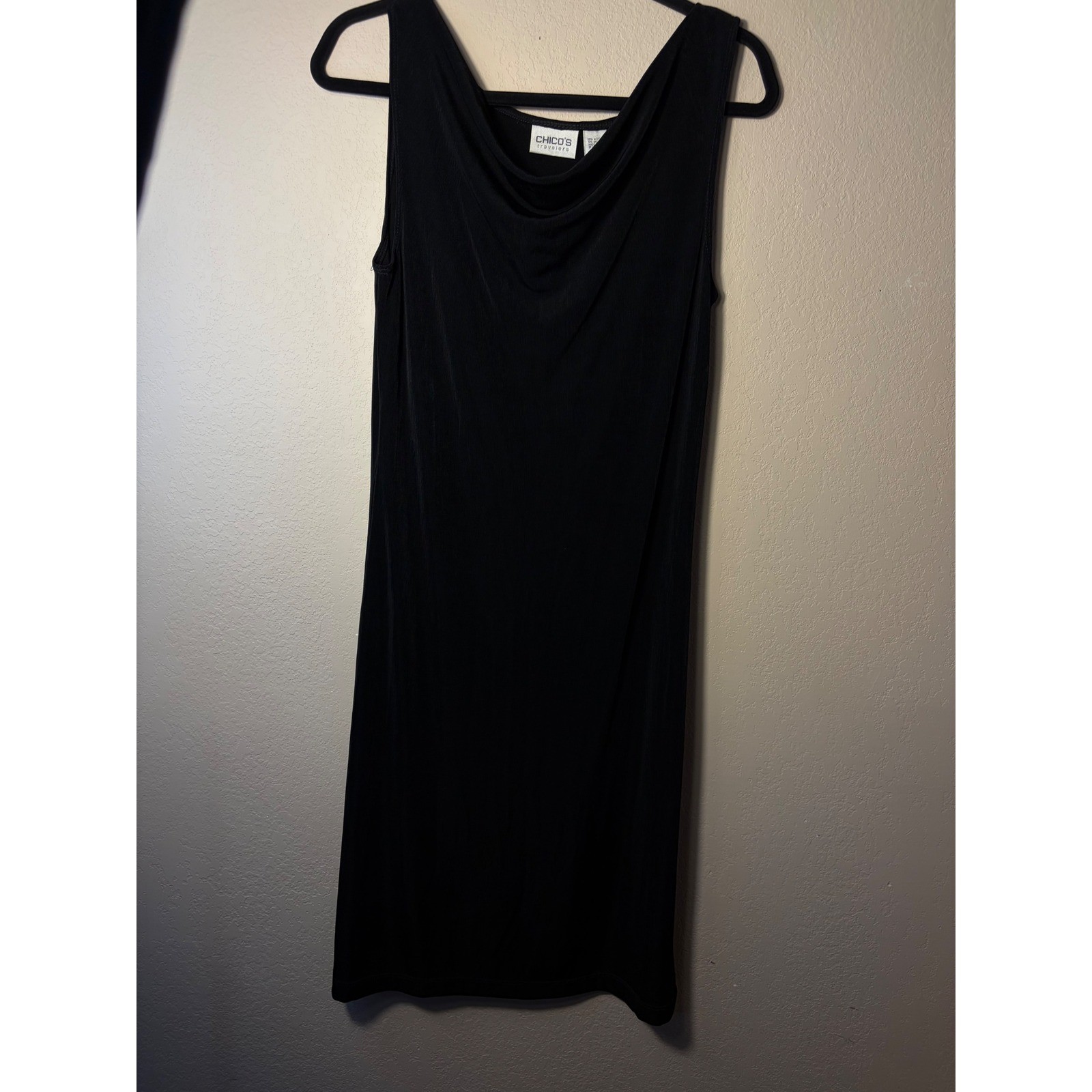 Chicos Travelers Black Cowl Neck Sleeveless Midi Dress Size 0 Small/4