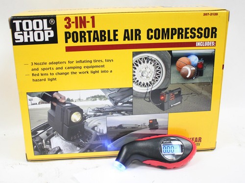 12V 250PSI Portable Car Air Compressor Pump Tire Inflator Emergency Spot Light - 第 2/6 張圖片