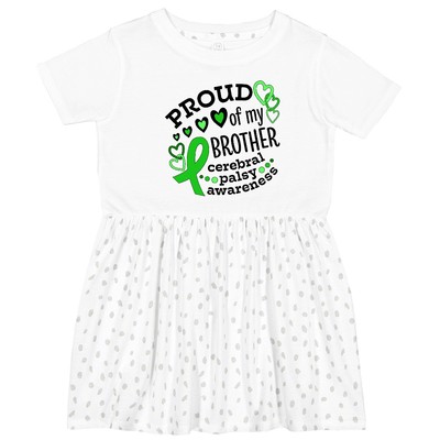 Inktastic Proud Of My Brother- Cerebral Palsy Awareness Toddler Dress Green Big