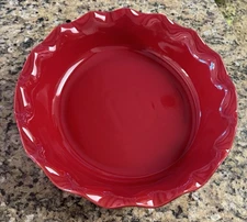 LARGE EMILE HENRY FRANCE RED RUFFLED PIE PAN BAKING DISH