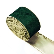 Dark Green Velvet Wired Ribbon 2.48 Inch x 10 Yards Christmas Wreath Decor