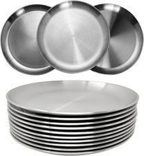 Stainless Steel Plates 9 inch 304 Metal Lightweight Unbreakable Dinner Dishes