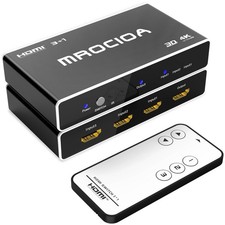 HDMI 2.0 Switch 3 in 1 Out with Remote, 4K 60Hz Splitter Switcher, HDCP 2.3, ARc