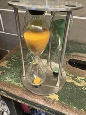 3-4-5 Minute Sand Timer Attractive Silver Metal  Glass