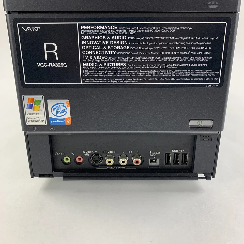 Sony Vaio VGC-RA826G Retro Desktop Pentium 4 3.4 GHz 1 GB Ram No OS No HDD - Image 3 of 4