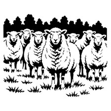 Really Great Stencils, Flock of Sheep Stencil, 12x12" Animals Followers Delicate