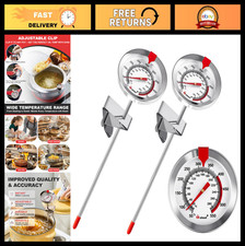 Waterproof Candy Thermometer - 9" Deep Fry Oil BBQ Thermometer with Clips 2 P