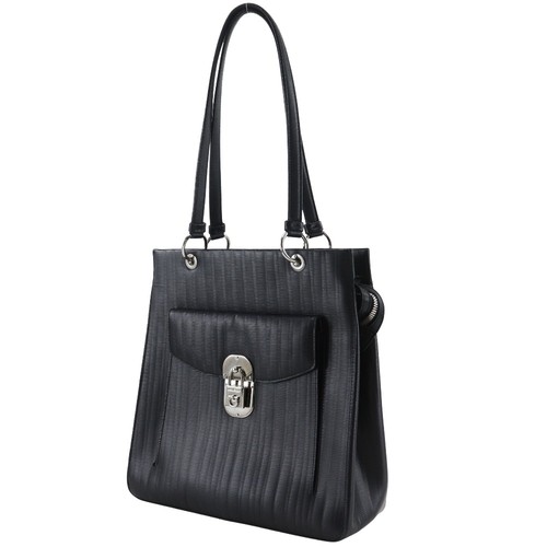 Salvatore Ferragamo Gancini Shoulder Bag black Embossed Leather Women - Picture 2 of 12