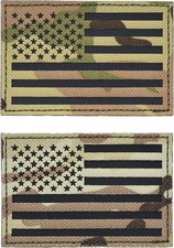 2 Pcs 5 X 3 Inch Reflective US USA Flag Patch Multicam Infrared IR American Flag