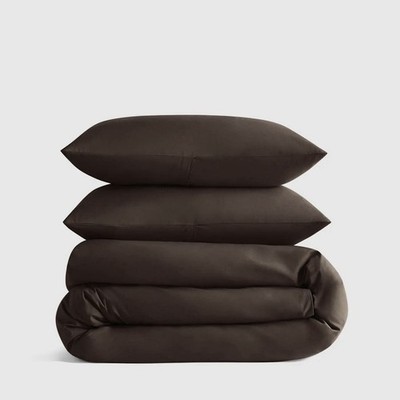 NWOT Quince King Cal King Duvet Cover 2 Shams Organic Cotton Percale Espresso