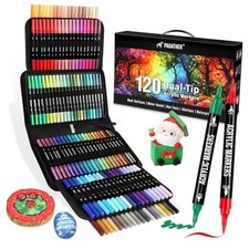 Acrylic Paint Markers, Dual Tip Fine and Brush Tips Pens Contain 24 120 Colors