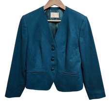 Vtg Pendleton Blazer Teal 100 Virgin Wool 3 Button Long Slv Women 10 USA Preppy