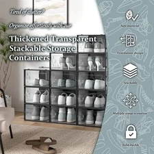 X-Large Shoe Storage Boxes Organizers Clear Plastic Stackable 12/24 Pack