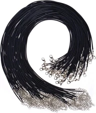 100pc Necklace Cord Black Waxed String Bracelet