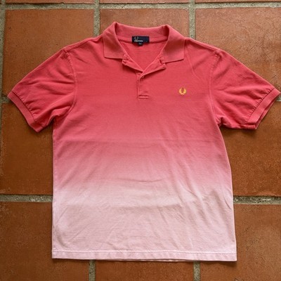 Fred Perry Twin Tipped Ombre Polo Shirt Collared Short Sleeve Large Red White