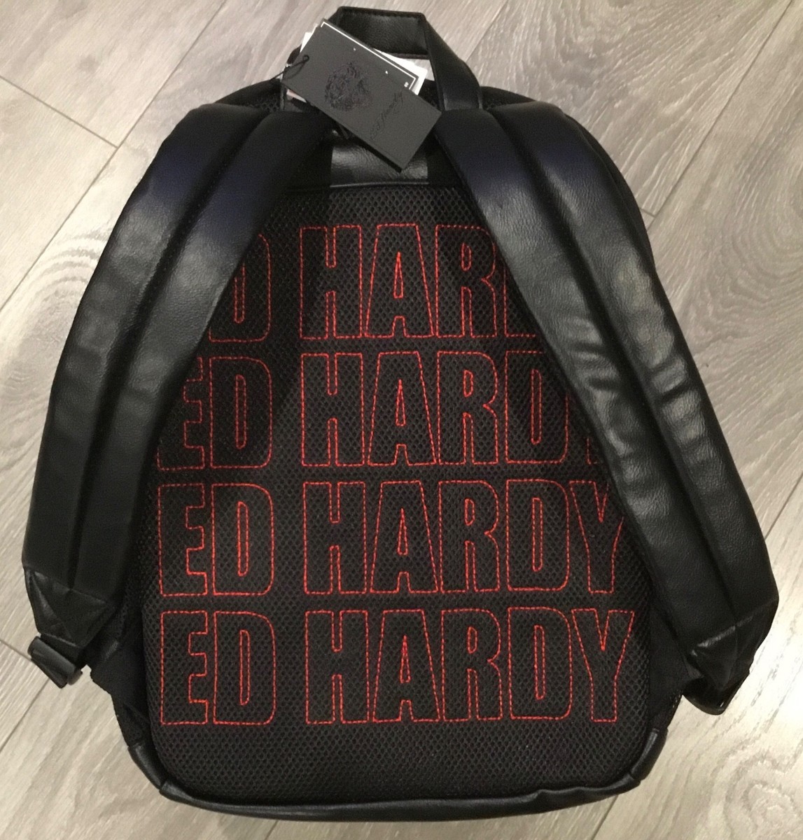 エドハーディ　リュック‼️ ED HARDY Backpack, Full Size, Patches, Checkered, 18”x13”x6”, New
