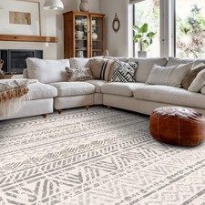 Rugshop Area Rug Geometric Distressed Bohemian Living Room Rugs Grey Rugs 6x9
