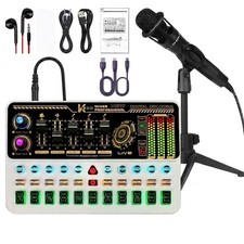 Podcast Equipment Bundle, Basic Audio Interface with Mic and Stand, Denosing,...