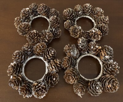 Set Of Pottery Barn Mini Pinecone Napkin Rings Holiday Fall Napkin Rings 