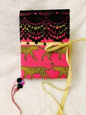 Hot Pink Cheetah handmade Fabric Journal, Junk Journal, Art Journal, Scrapbook