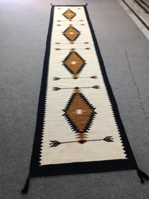 Southwest Navajo Kelim Teppich Indianer Indianer Stamm Wolle Läufer Rug 2,6x10