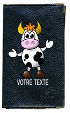 Etui carte grise noir en cuir papiers de voiture permis vache  à personnalise