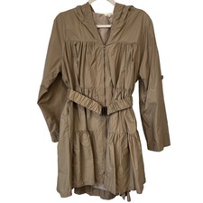 Ryu Hooded Rain Jacket Women M Tiered Outdoor Minimalist Neutral Trendy Relaxed