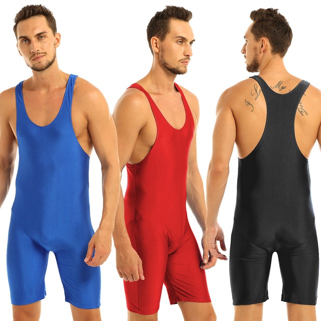 Men Wrestling Singlet Sports Bodysuit Thong Leotard Jumpsuit Underwear
