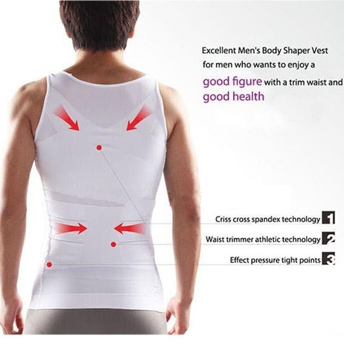 Männer Abnehmen Body Shaper Kompression Weste Mieder Unterwäsche Bauchweg Hemd - Bild 5 von 13