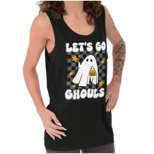 Halloween Trick or Treat Ghost Lets Go Ghoul Womens Tank Top Sleeveless Shirts