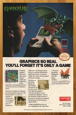 1990 Gargoyle's Quest Nintendo NES Vintage Print Ad/Poster Video Game Promo Art